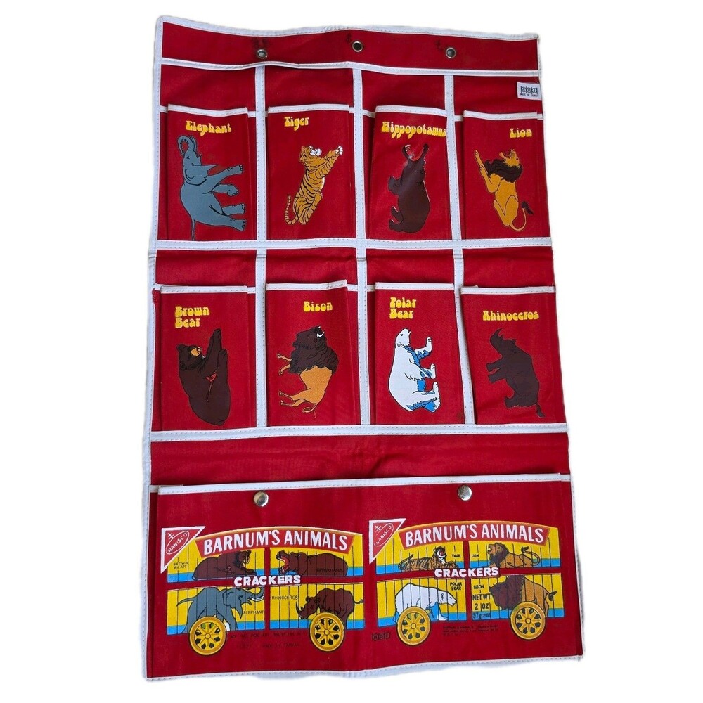 Vintage Nabisco Barnum's Animals Cracker Wall Organizer With Pockets
